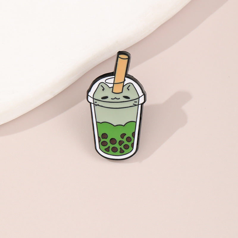 Cat Boba Tea Enamel Pin