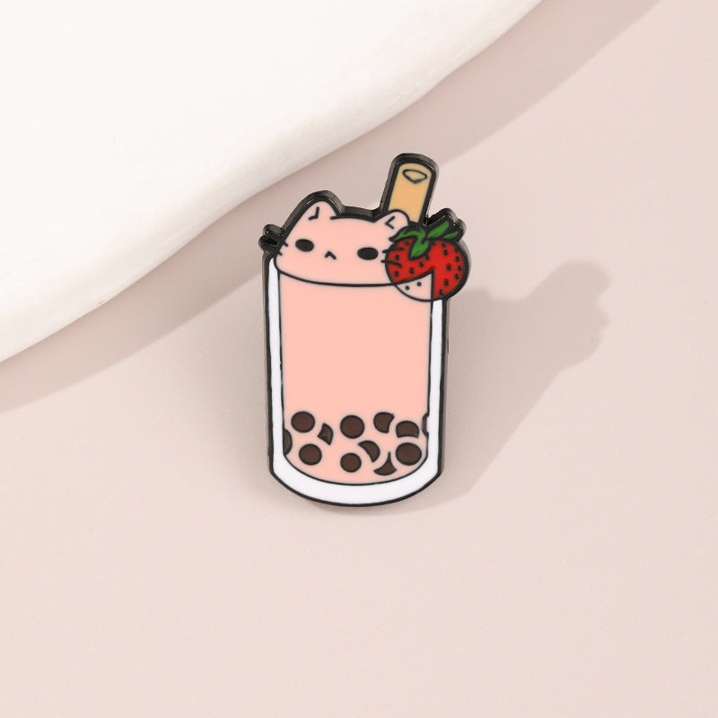 Cat Boba Tea Enamel Pin
