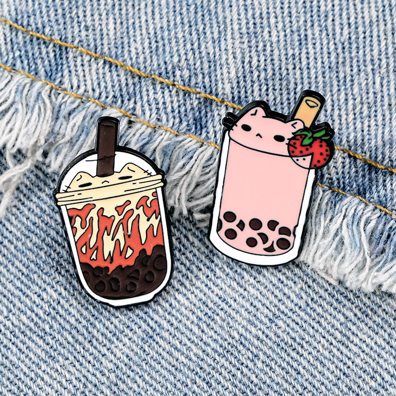 Cat Boba Tea Enamel Pin